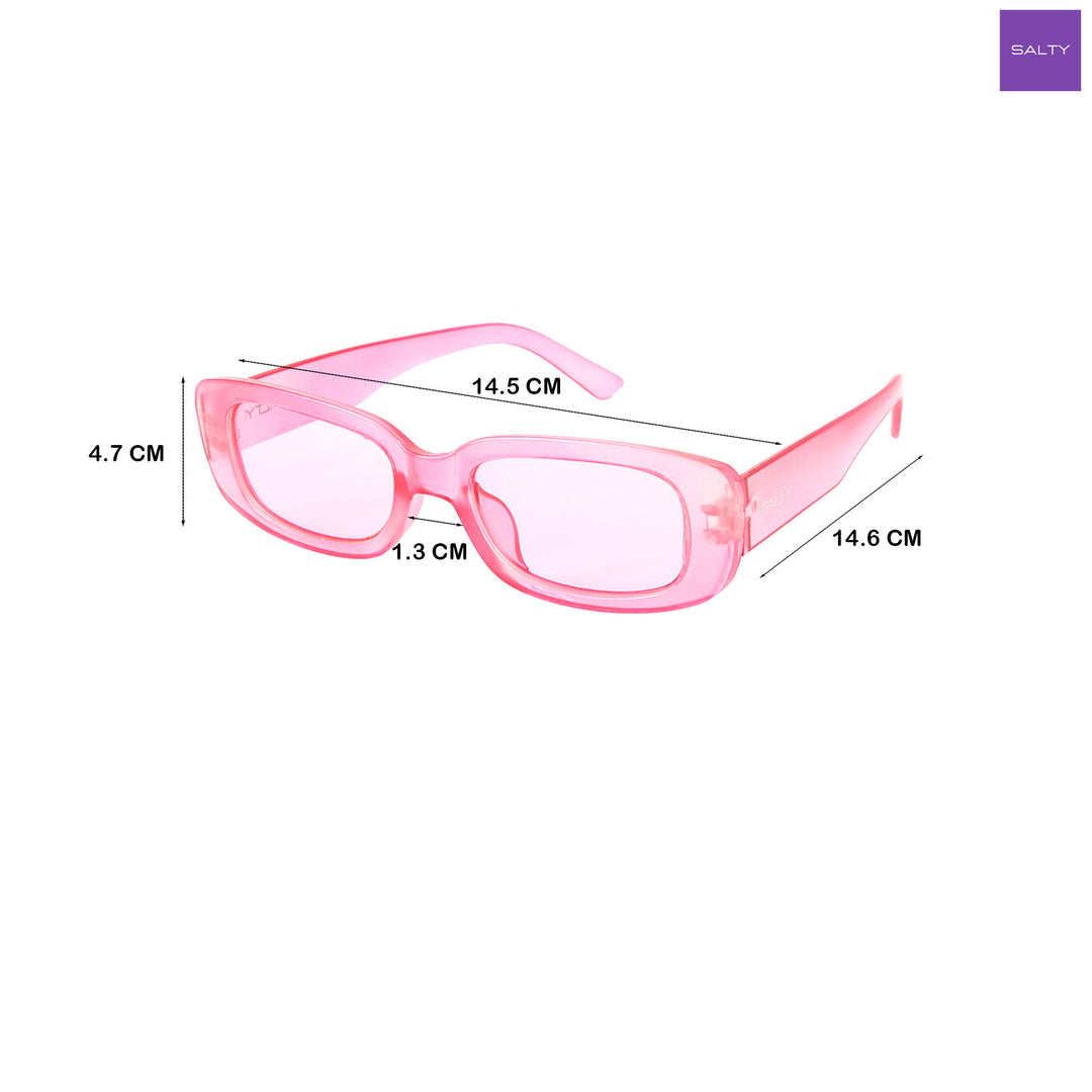 Rihanna Inspired Transparent Pink Rectangular Sunglasses