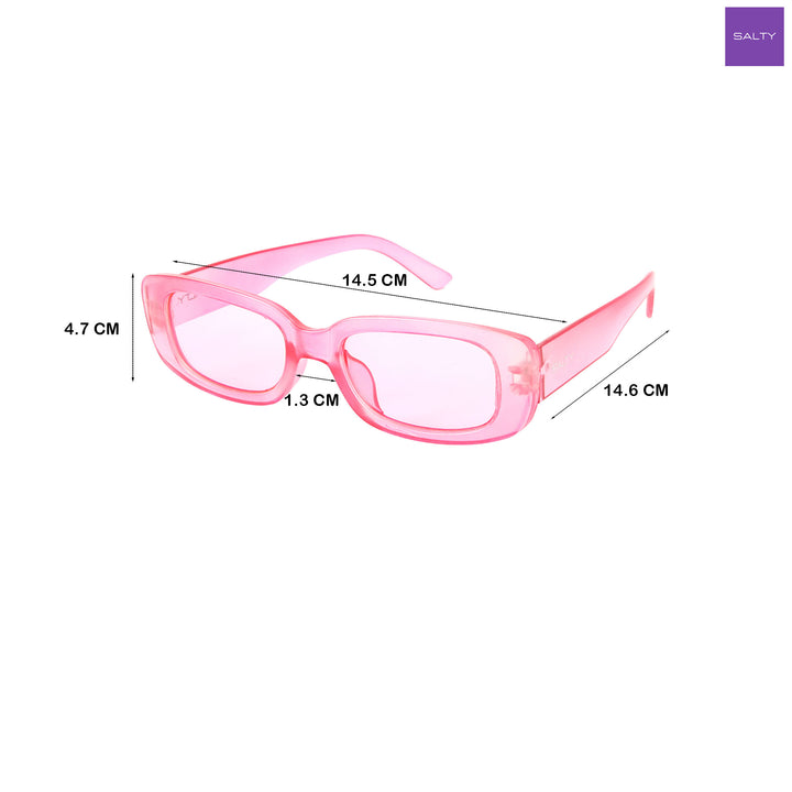 Rihanna Inspired Transparent Pink Rectangular Sunglasses