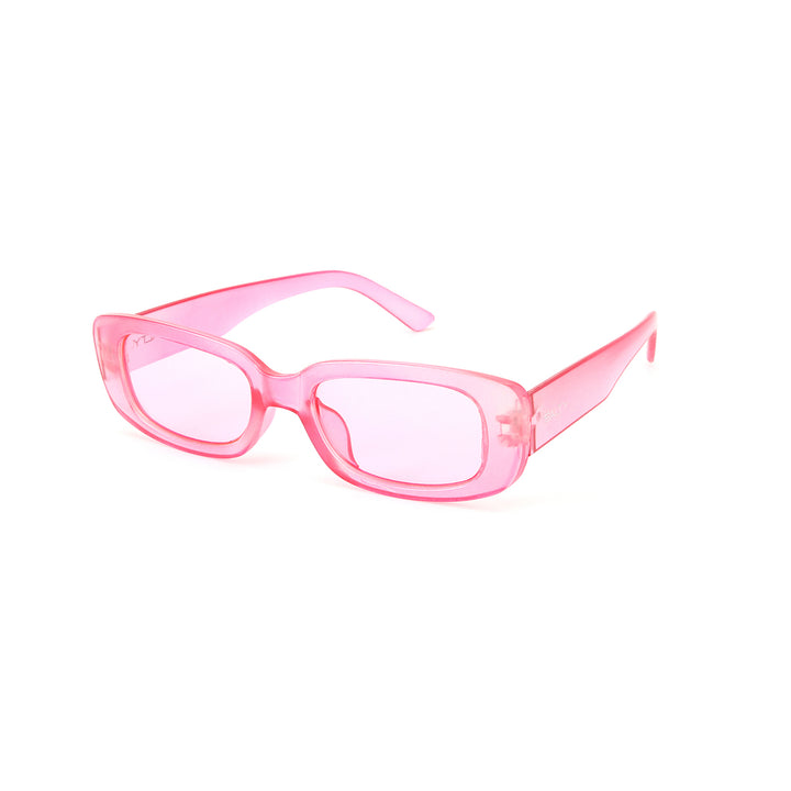 Rihanna Inspired Transparent Pink Rectangular Sunglasses