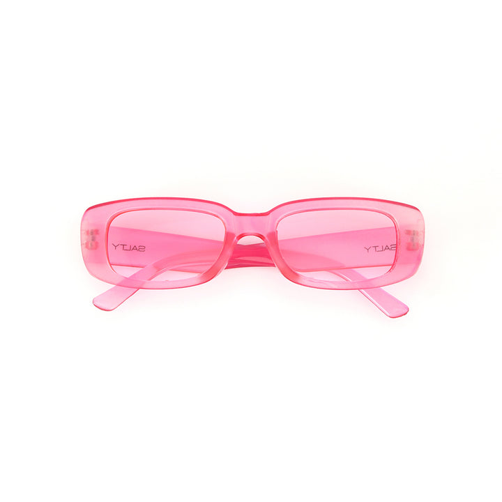 Rihanna Inspired Transparent Pink Rectangular Sunglasses