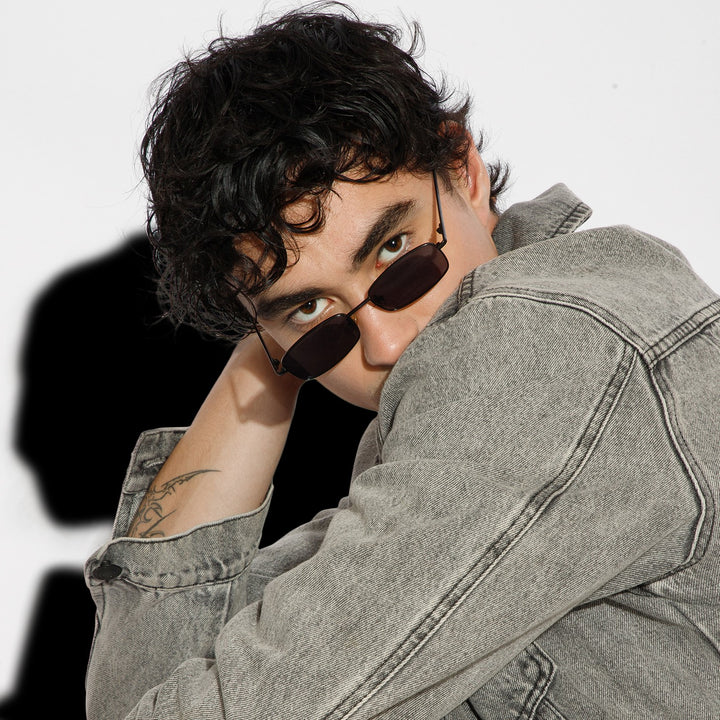 Virat Black Rectangular Sunglasses