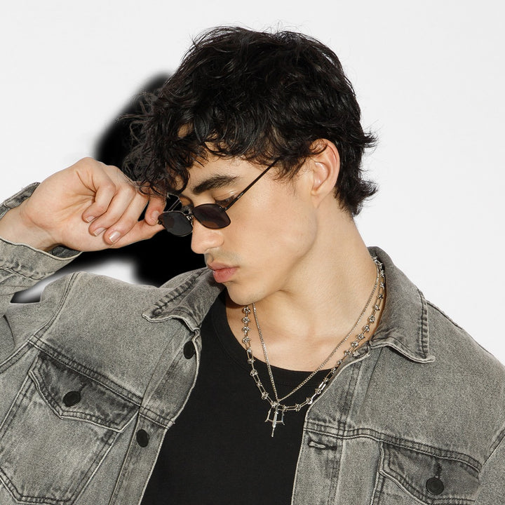 Virat Black Rectangular Sunglasses