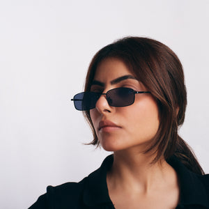 Virat Timeless Black Rectangular Sunglasses
