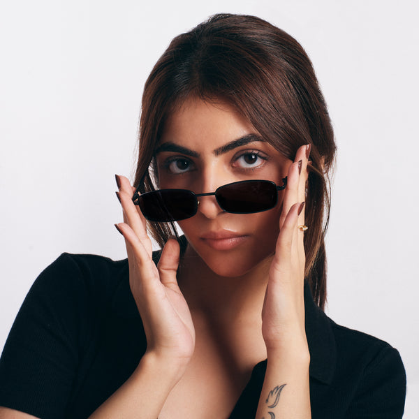 Virat Timeless Black Rectangular Sunglasses