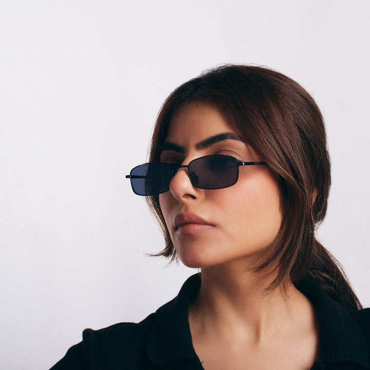 Virat Timeless Black Rectangular Sunglasses