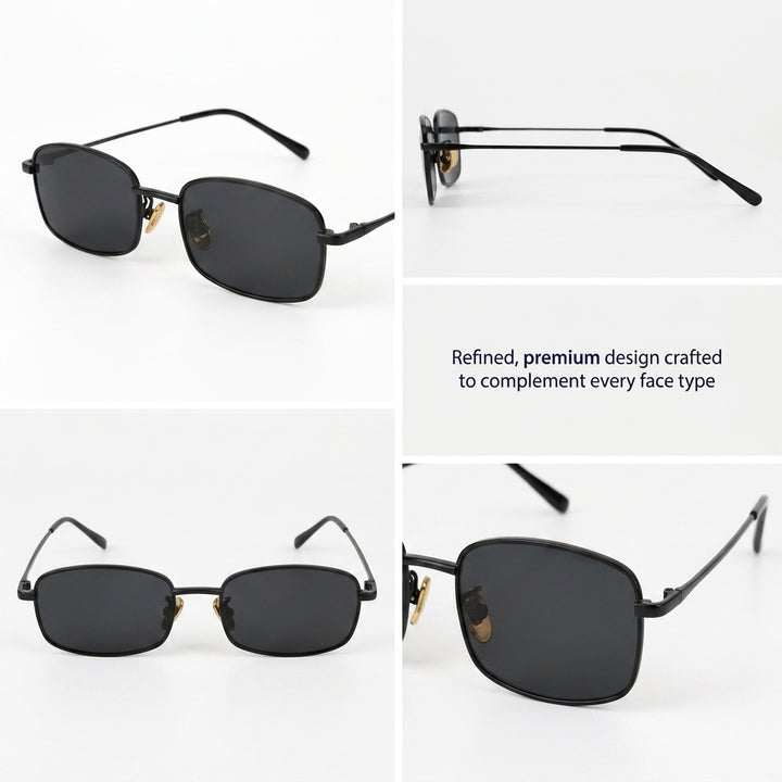 Virat Timeless Black Rectangular Sunglasses