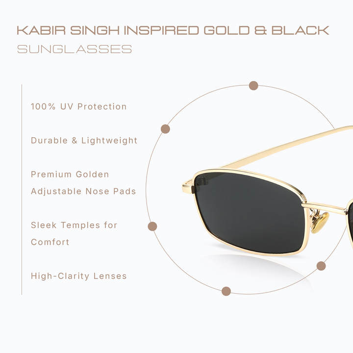 Kabir Singh Inspired Gold & Black Sunglasses