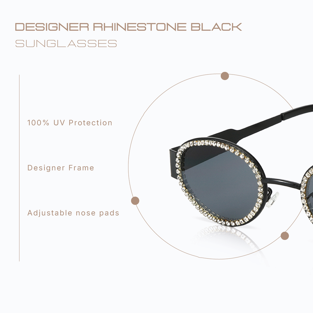 Designer Rhinestone Black Shades for Girls