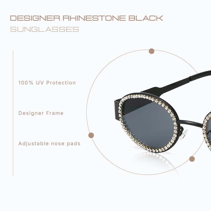 Designer Rhinestone Black Shades for Girls
