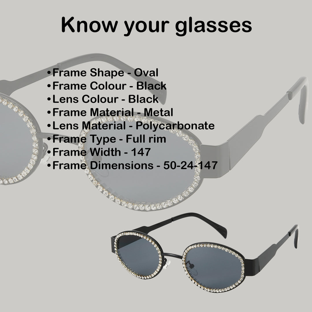 Designer Rhinestone Black Shades for Girls