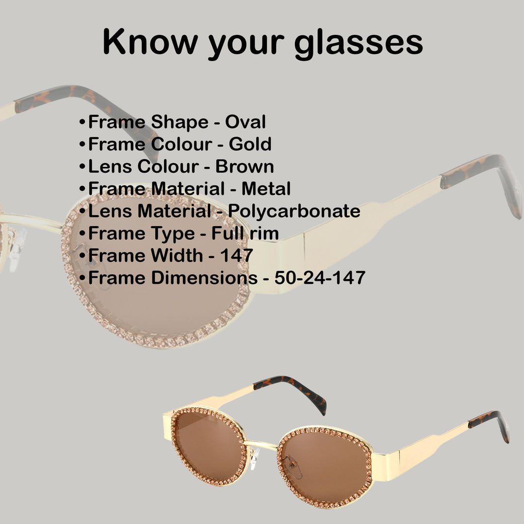 Gold Frame Blingy Statement Sunglasses for Women