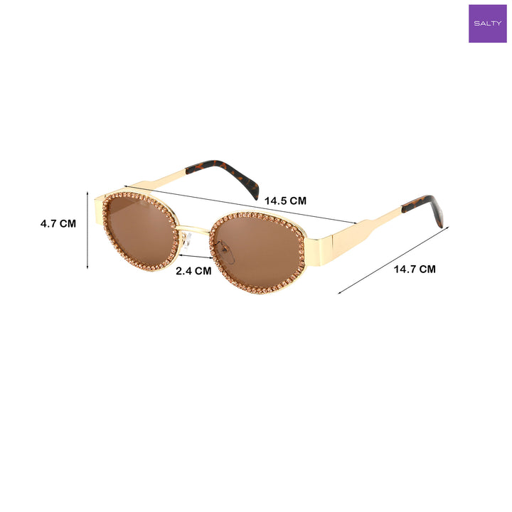 Gold Frame Blingy Statement Sunglasses for Women
