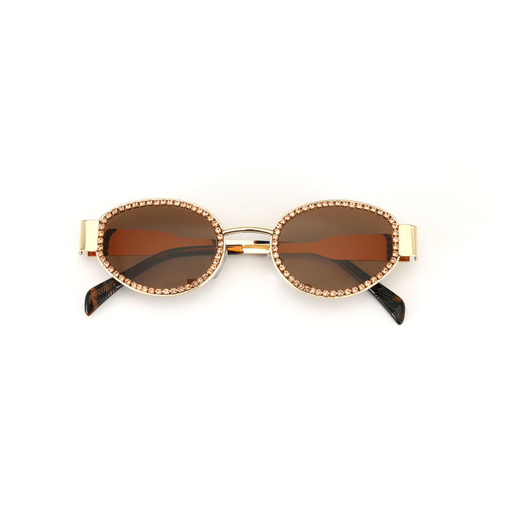 Gold Frame Blingy Statement Sunglasses for Women