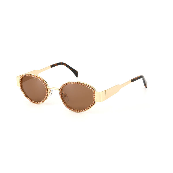 Gold Frame Blingy Statement Sunglasses for Women
