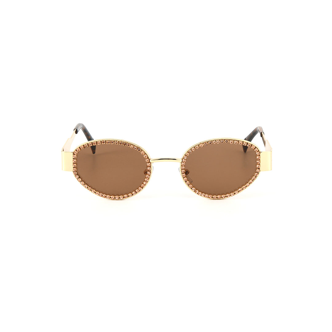 Gold Frame Blingy Statement Sunglasses for Women
