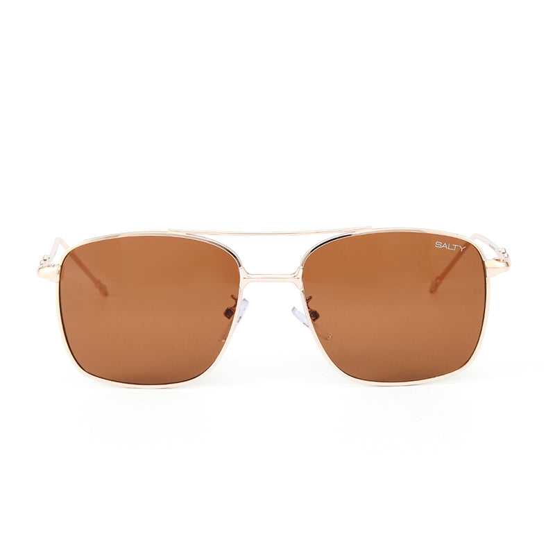 Vision Rectangle Sunglasses - (Gold-Brown)