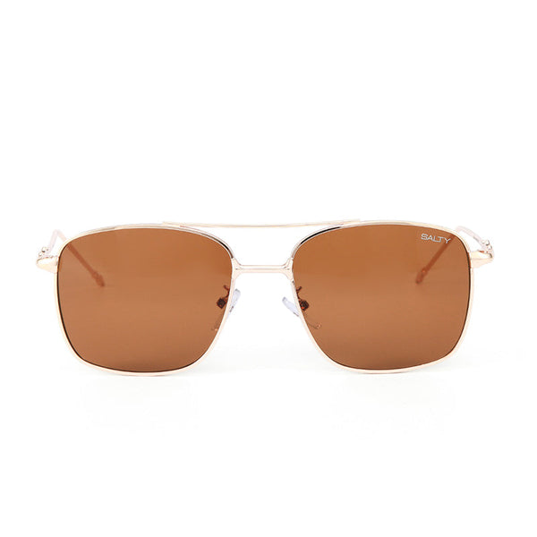 Vision Rectangle Sunglasses For Men- (Gold-Brown)