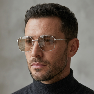 Vision Rectangle Sunglasses For Men - (Silver-Brown)
