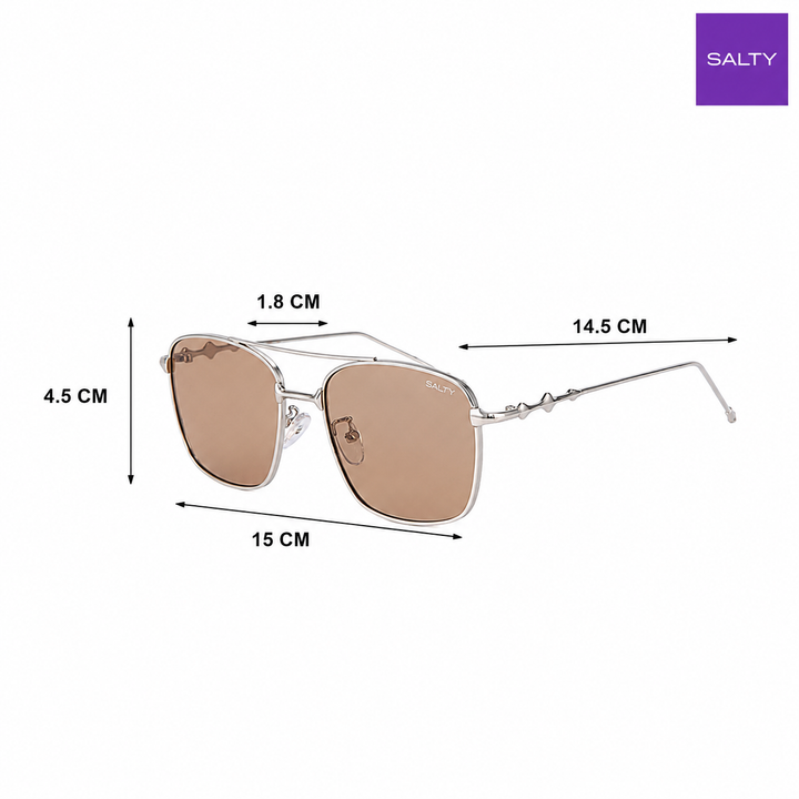 Vision Rectangle Sunglasses For Men - (Silver-Brown)