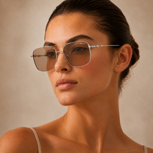 Vision Rectangle Sunglasses - (Silver-Brown)