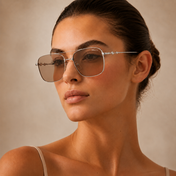 Vision Rectangle Sunglasses - (Silver-Brown)
