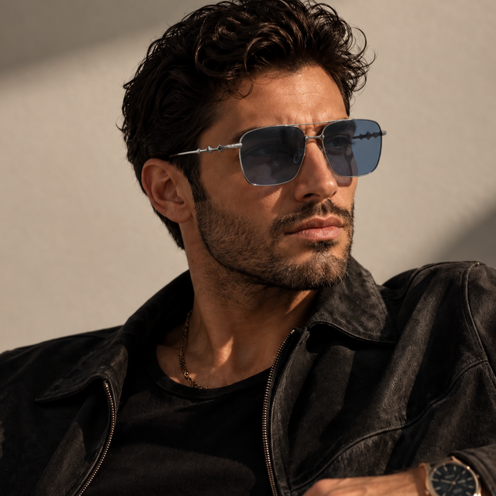 Chrome Vision Rectangle Sunglasses For Men