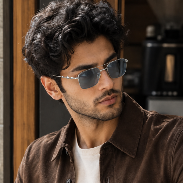 Chrome Vision Rectangle Sunglasses For Men