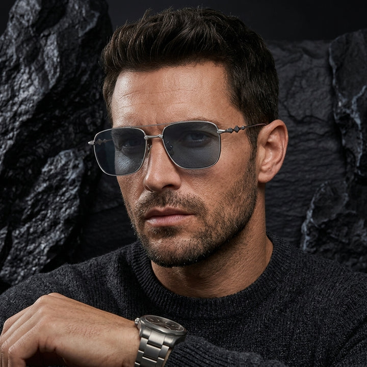 Chrome Vision Rectangle Sunglasses For Men