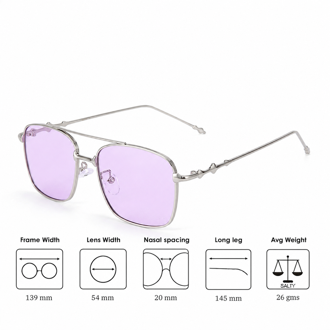 Vision Rectangle Sunglasses For Men - (Silver-Purple)