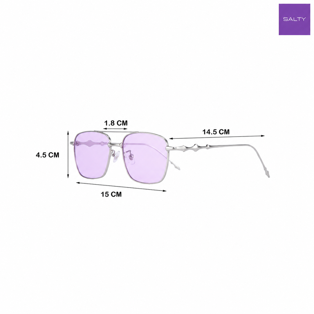 Vision Rectangle Sunglasses For Men - (Silver-Purple)