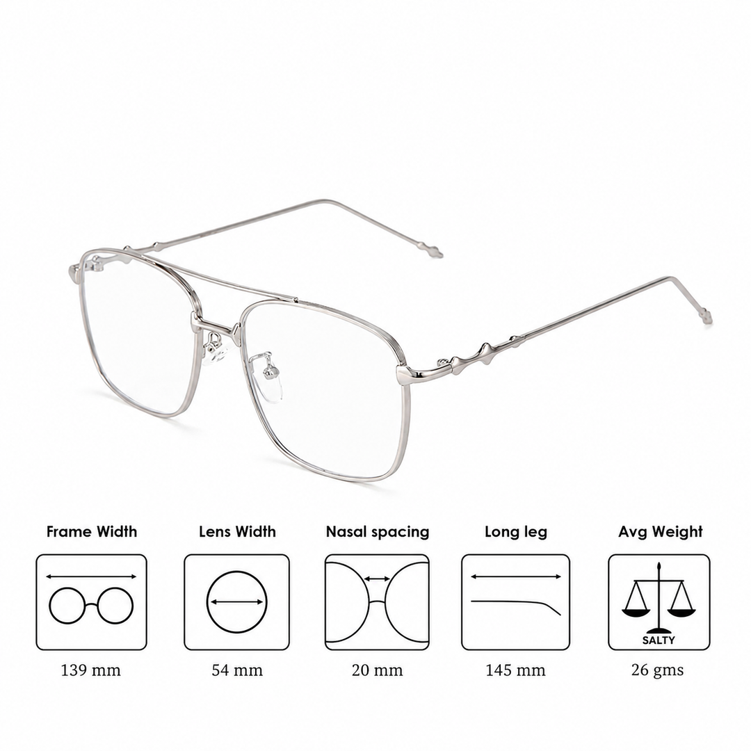 Vision Rectangle Sunglasses For Men - (Silver-Transparent) | Salty