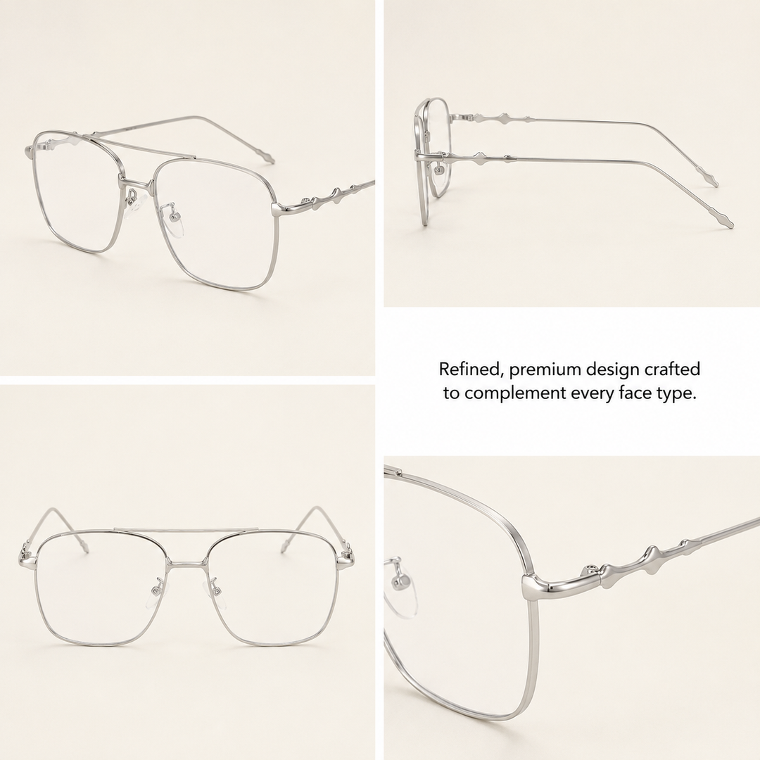 Vision Rectangle Sunglasses For Men - (Silver-Transparent) | Salty