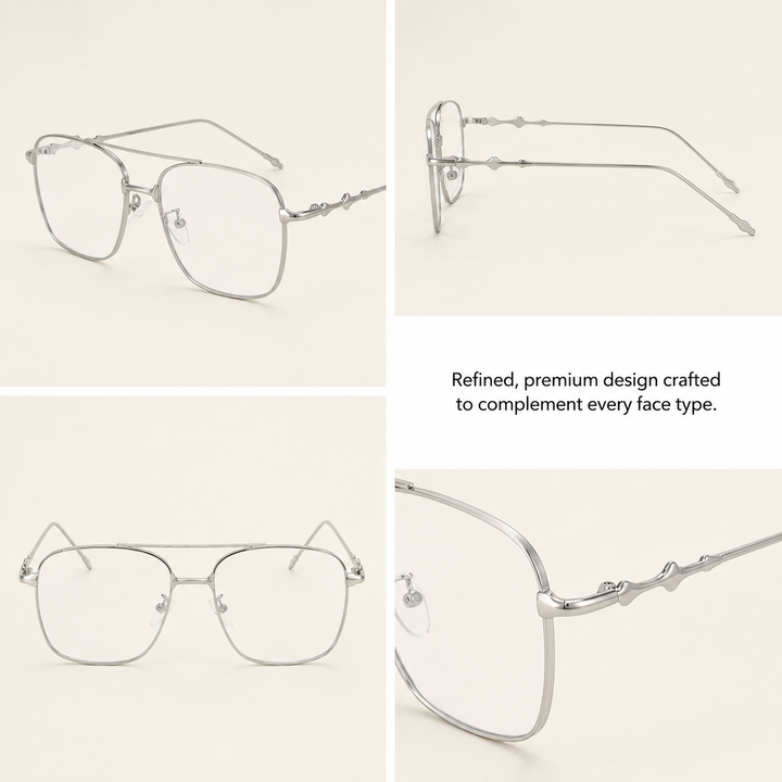 Vision Rectangle Sunglasses For Men - (Silver-Transparent) | Salty