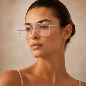 Vision Rectangle Sunglasses - (Silver-Transparent)