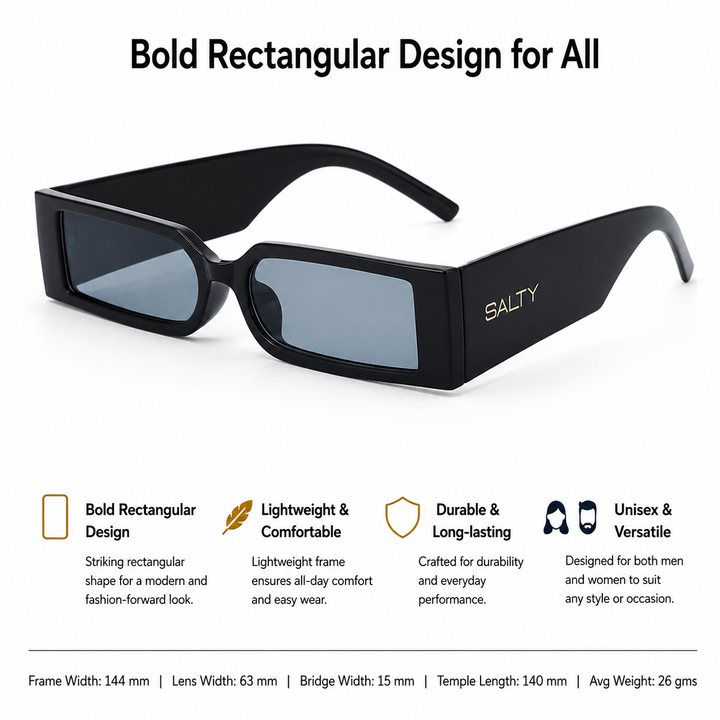 Edge Luxe Slim Sunglasses - Black
