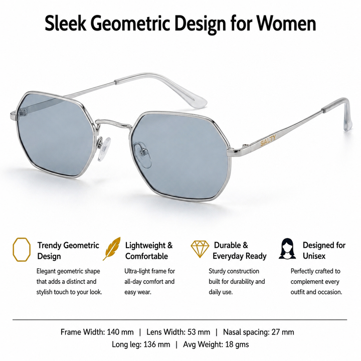 Hexara Edge Luxe Sunglasses - Silver