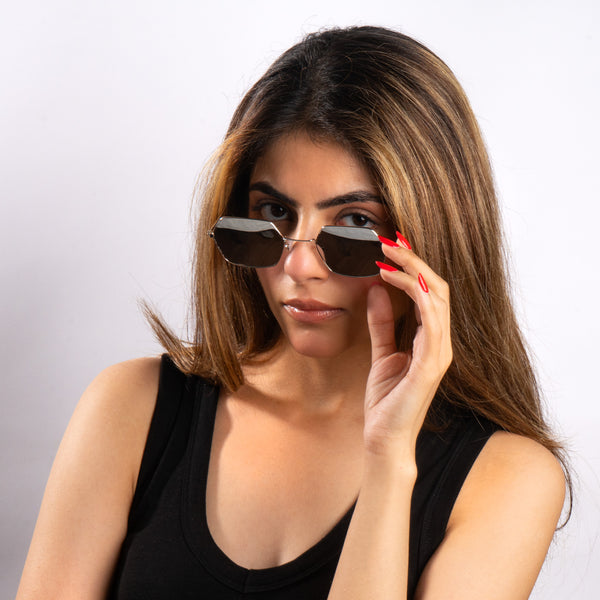 Hexara Edge Luxe Sunglasses - Silver