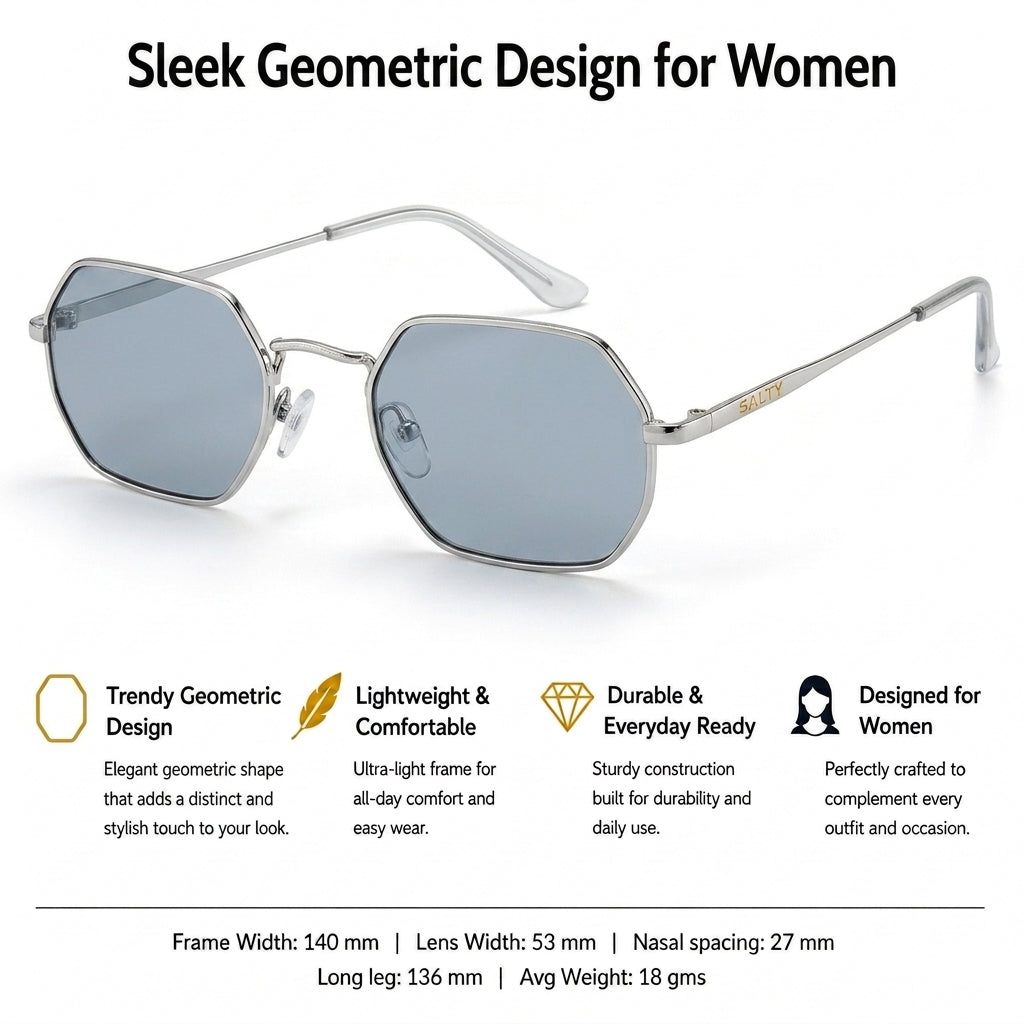 Hexara Edge Luxe Sunglasses - Silver