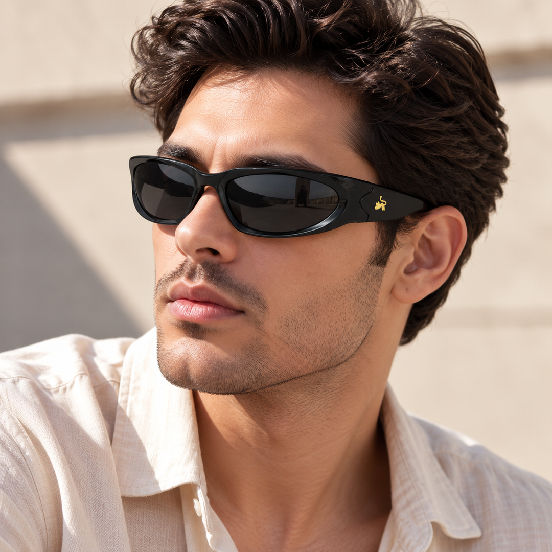 Futuristic Series Y2K Wraparound Sunglasses - Black