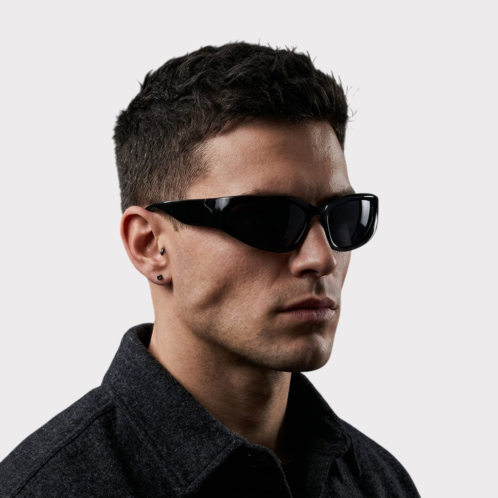 Futuristic Series Y2K Wraparound Sunglasses - Black