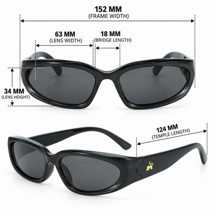 Futuristic Series Y2K Wraparound Sunglasses - Black