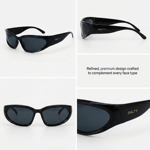 Futuristic Series Y2K Wraparound Sunglasses - Black