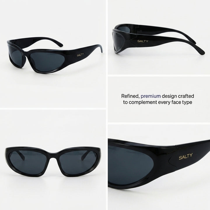 Futuristic Series Y2K Wraparound Sunglasses - Black