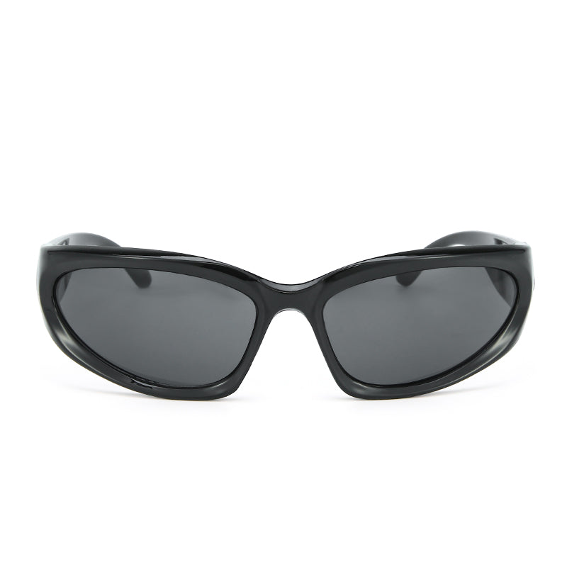 Futuristic Series Y2K Wraparound Sunglasses - Black
