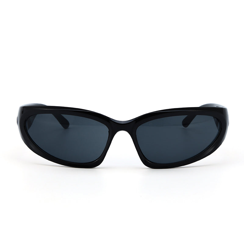 Futuristic Series Y2K Wraparound Sunglasses - Black | Salty