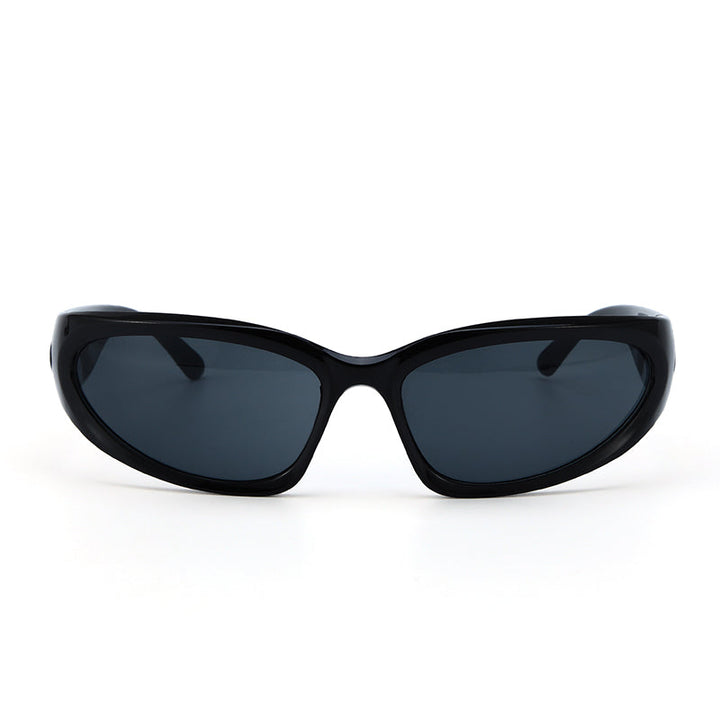 Futuristic Series Y2K Wraparound Sunglasses - Black | Salty