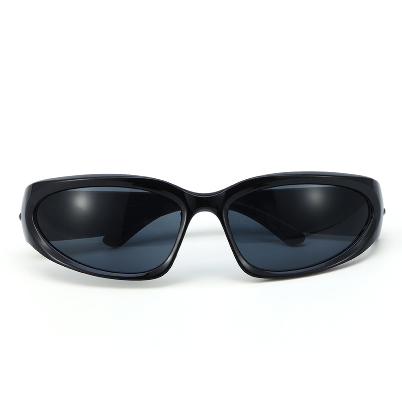 Futuristic Series Y2K Wraparound Sunglasses - Black | Salty
