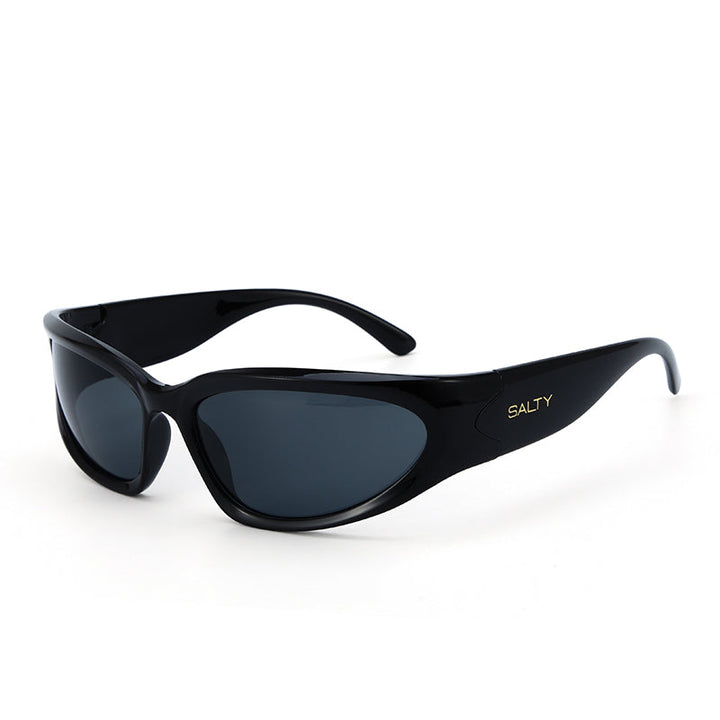 Futuristic Series Y2K Wraparound Sunglasses - Black | Salty