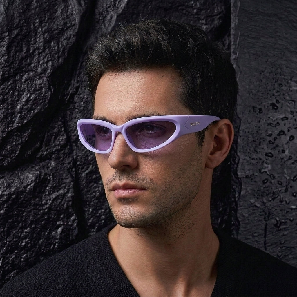 Futuristic Series Y2K Wraparound Sunglasses - Purple