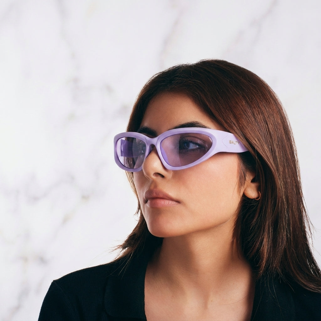 Futuristic Series Y2K Wraparound Sunglasses - Purple | Salty